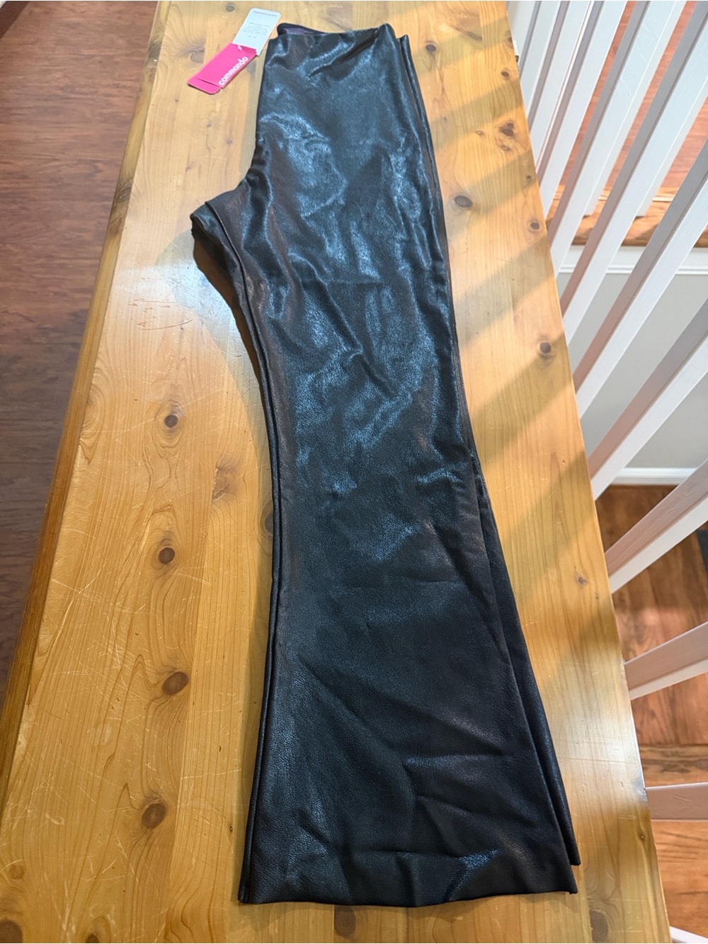 Commando Black Faux Leather cropped flared Leggings